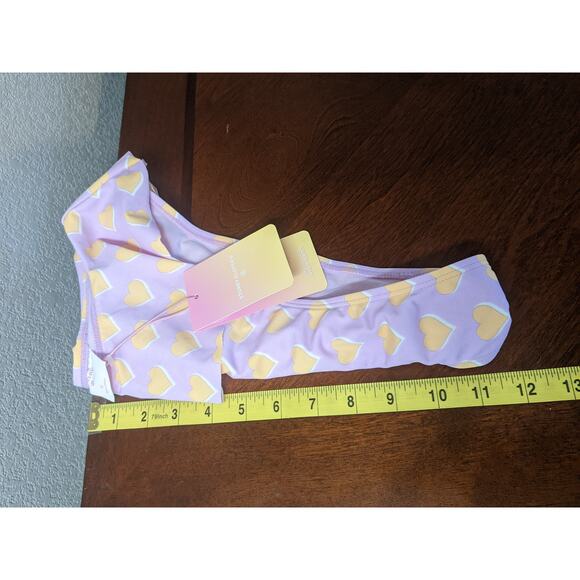 Stoney Clover Ruffle Bikini Bottom XS Pink Purple Orange Heart High Leg Swimsuit - Picture 11 of 14